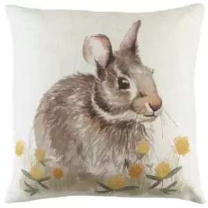 Image of Woodland Hare Cushion White / 43 x 43cm / Cover Only