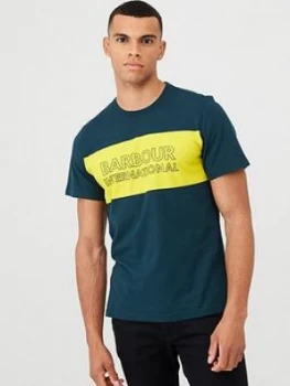 Image of Barbour International Panel Logo T-Shirt - Pine Green