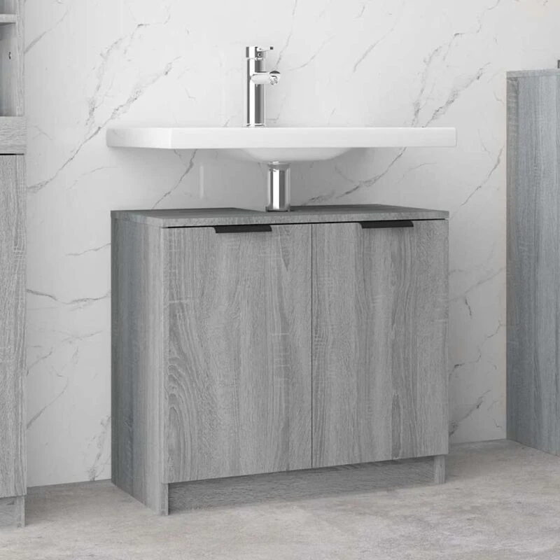 Image of Vidaxl Bathroom Cabinet Grey Sonoma 64.5X33.5X59cm Engineered Wood, Grey 817064
