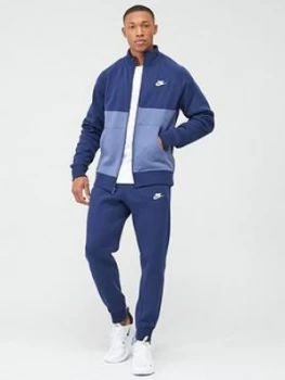 Image of Nike Fleece Tracksuit - Navy/White, Size S, Men