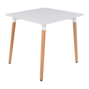 Image of Roloku Square Plastic Table with Wood Legs - White