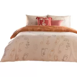 Image of Furn Kindred Abstract Duvet Cover Set (Single) (Apricot) - Apricot
