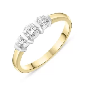 Image of 18ct Yellow Gold 0.50ct Diamond Trilogy Bar Set Ring