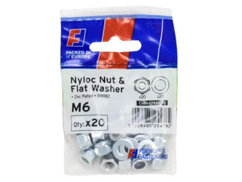 Image of Forgefix Fpknnw6 Nyloc Nut & Washer M6 Forgepack 20 Forfpknnw6