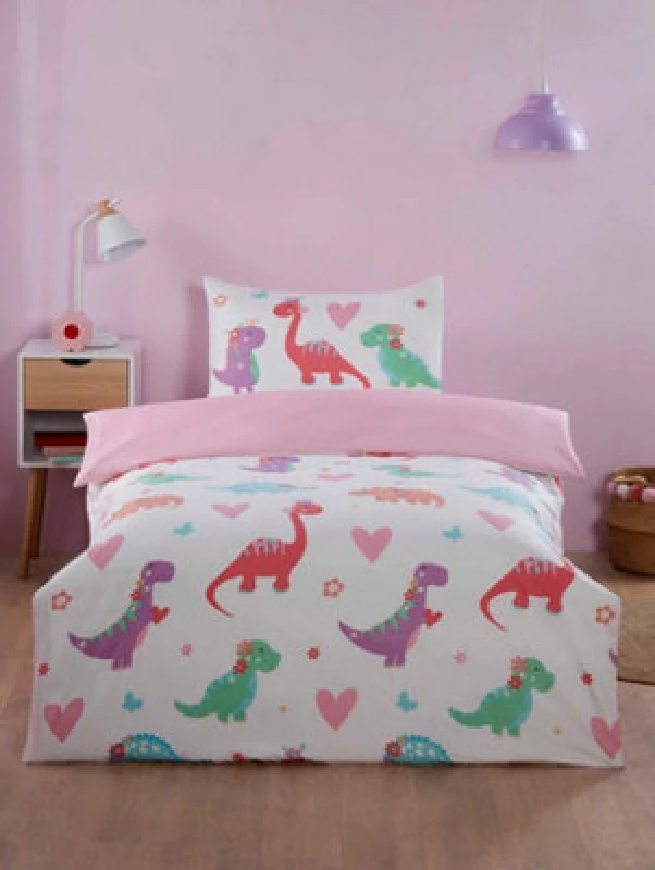 Image of Rapport Dino Daisy Multi-Colour Dinosaur Duvet Cover Set