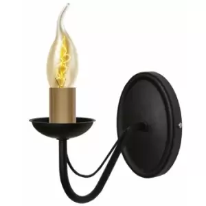 Image of Helam Lighting - Helam Malbo Candle Wall Lamp Black, Patina 25cm