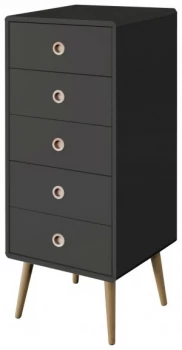Image of Softline 5 Drawer Chest of Drawers - Black