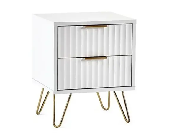 Image of Julian Bowen Murano Matte White 2 Drawer Bedside Table