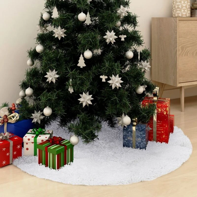 Image of VIDAXL Faux fur Christmas tree skirt vidaXL Blanc Unisex 150 cm