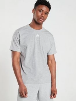 Image of Adidas 3 Stripe Centre Logo T-Shirt - Medium Grey Heather
