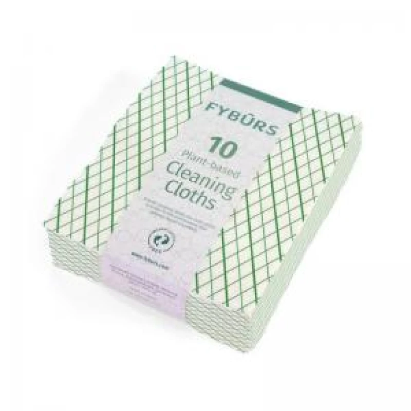 Image of FYBURS Plant-based Cleaning Cloths Green Pack of 10 FYCC10GN EPGEFYCC10GN