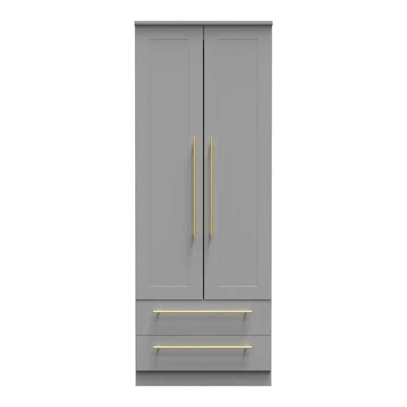 Image of Helmsley 2 Door 2 Drawer Wardrobe In Dusk Grey (Ready Assembled)