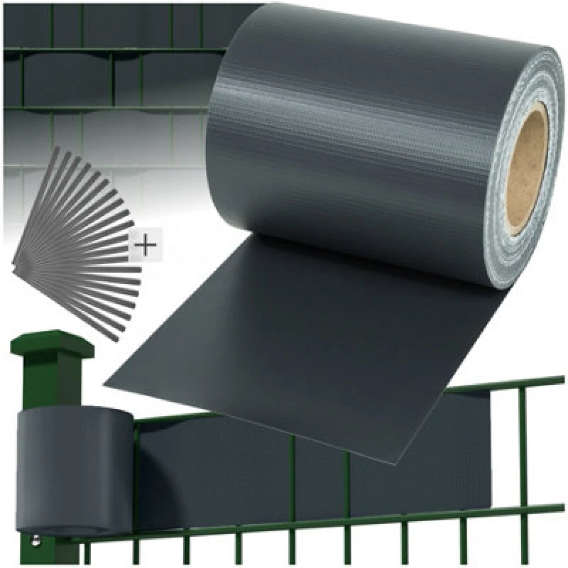 Image of Tectake Privacy Film - Double-Sided Print, Opaque And Tear-Resistant, Fastening Clips Included - 35 M Anthracite