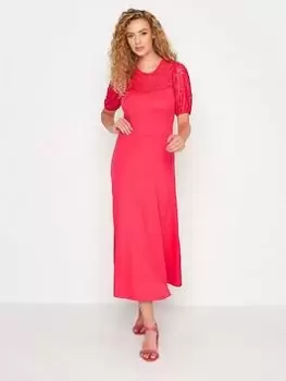 Image of Long Tall Sally Bright Pink Lace Fit And Flare Midi Dress, Pink, Size 22, Women