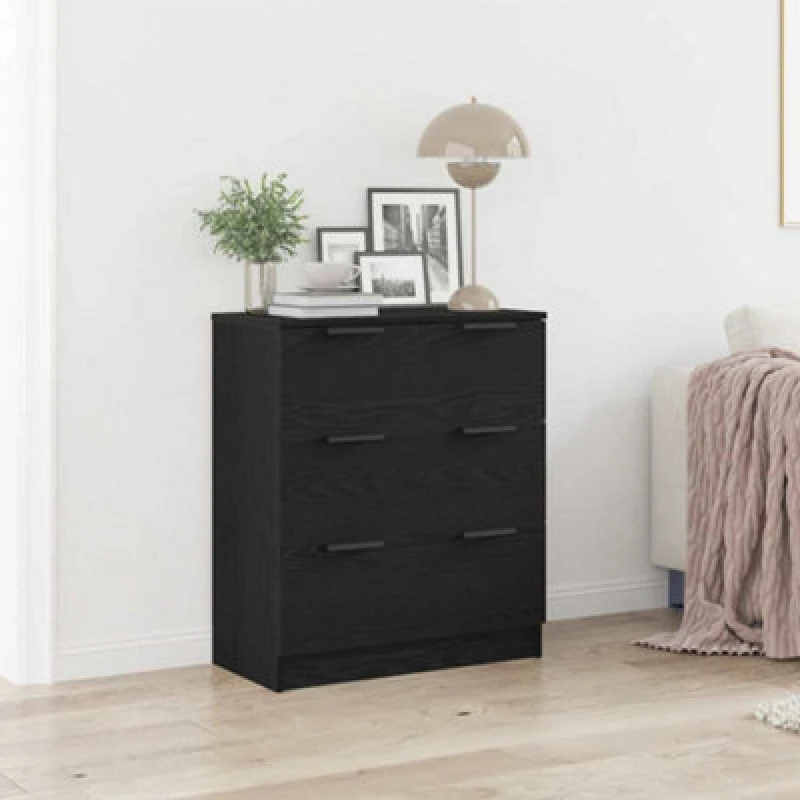 Image of Vidaxl Sideboard With Drawer Black Oak 60 X 30 X 70 Cm Engineered Wood