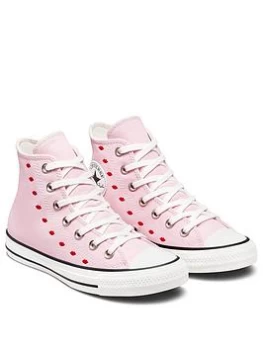 Image of Converse Chuck Taylor All Star Crafted with Love Hi Top Trainers - Pink/White/Red, Size 5, Women