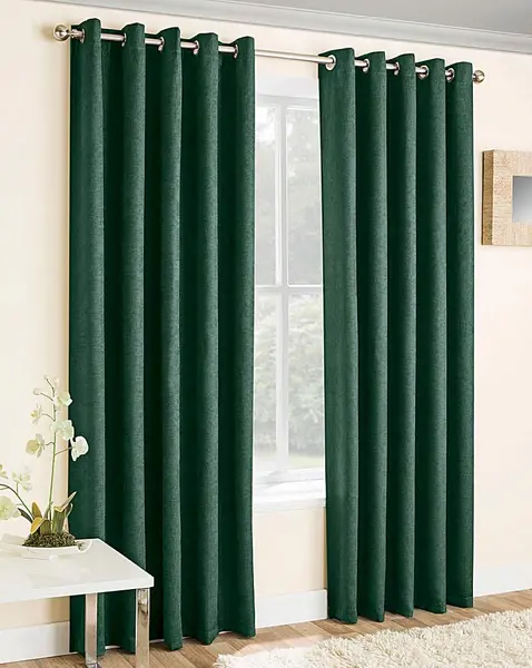 Image of Vogue Light Filtering Eyelet Curtain Green 167 x 183cm YK67844