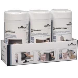 Image of Original Durable Workstation Clean Kit Triple Pack 100 Wipes in Each Tub
