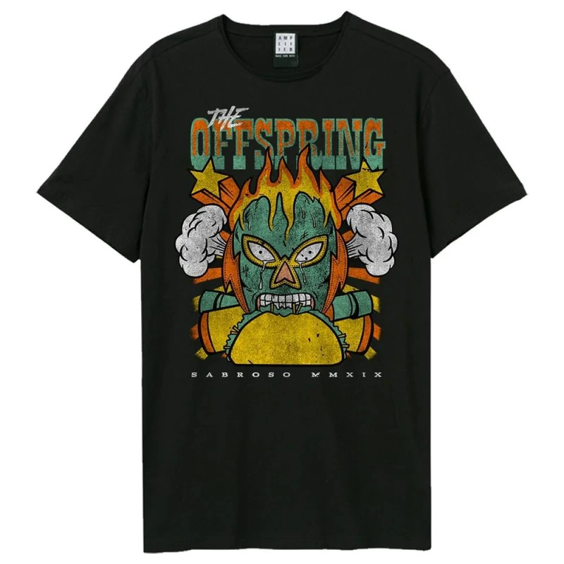 Image of Amplified Mens Sabroso Flame The Offspring T-Shirt in Black Size: XS Black Male XS