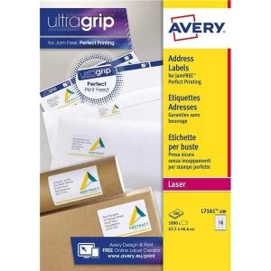 Image of Avery L7161 100 63.5x46.6mm QuickPEEL Addressing Laser Labels Pack of 1800 Labels