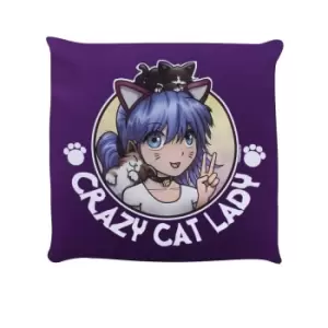 Image of Grindstore Crazy Cat Lady Cushion (One Size) (Purple)