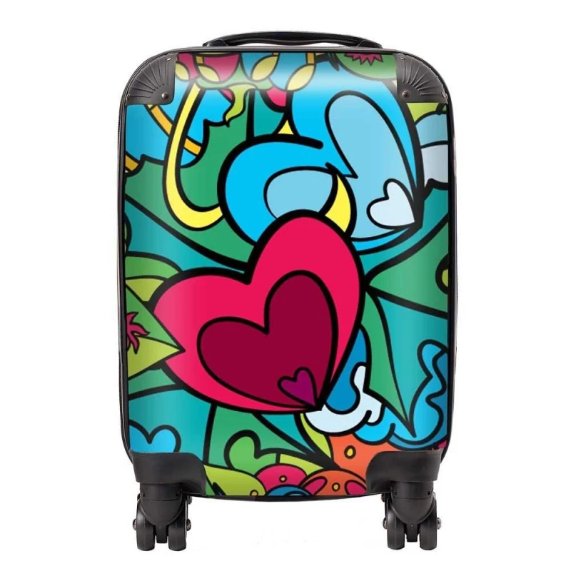 Image of Warren Reed - Designer Hippie Psychedelic Pattern Suitcase in Blue Size: Large Blue Unisex Large