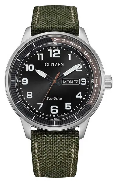 Image of Citizen BM8595-16H Mens Eco-Drive (42mm) Black Dial / Khaki Watch