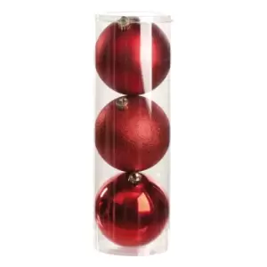 Image of Christmas Shop Shiny/Matt/Glitter Baubles (Set Of 3) (One Size) (Red)
