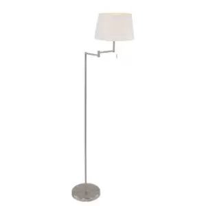 Image of Bella Floor Lamp with Tapered Shade Steel Brushed
