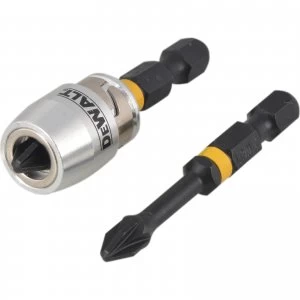 Image of DEWALT Impact Torsion Bit and Magnetic Screwlock Sleeve PZ2 50mm Pack of 2