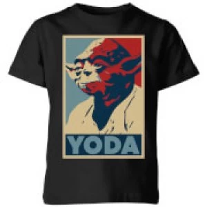 Image of Star Wars Yoda Poster Kids T-Shirt - Black - 5-6 Years