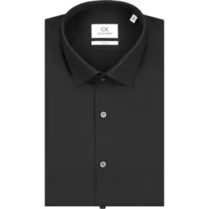 Image of Calvin Klein 2 Ply Poplin Stretch Slim Shirt - Blue