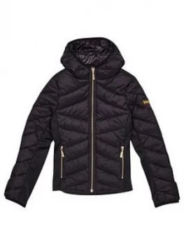 Image of Barbour International Girls Grid Quilt Jacket - Black, Size 10-11 Years, Women