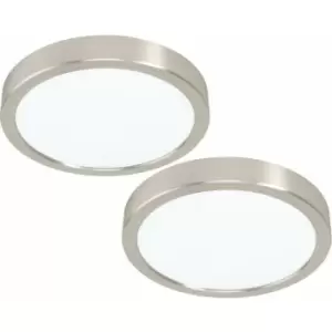 Image of 2 pack Wall / Ceiling Light Satin Nickel 210mm Round Surface 16.5W LED 4000K
