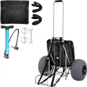 Image of VEVOR Beach Carts for Sand, 14" x 14.7" Cargo Deck, w/ 13" TPU Balloon Wheels, 165LBS Loading Capacity Folding Sand Cart & 29.5" to 49.2" Adjustable H