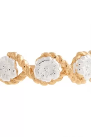 Image of Ladies Olivia Burton Two-tone steel/gold plate Flower Show Rope Ring OBJ16FSR07
