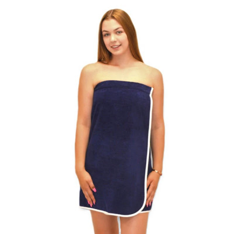 Image of Allure Bath Fashions Ladies Adjustable Shower Wrap - Navy, L/xl