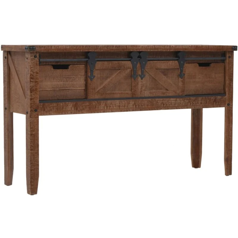 Image of vidaXL Solid Fir Wood Console Table 131x35.5x75cm Brown Hallway Display Stand