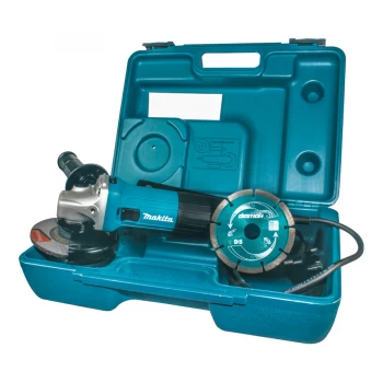 Image of Makita 115mm Angle Grinder In Carry Case With Diamond Blade
