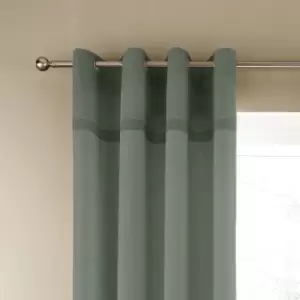 Image of Catherine Lansfield Melville Green Woven Eyelet Curtains Green