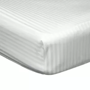 Image of Belledorm 540 Thread Count Satin Stripe Extra Deep Fitted Sheet (Single) (Ivory)