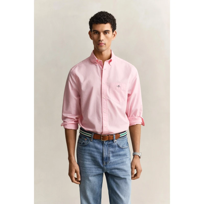 Image of Gant Regular Fit Poplin Shirt Washed Pink 666 male M