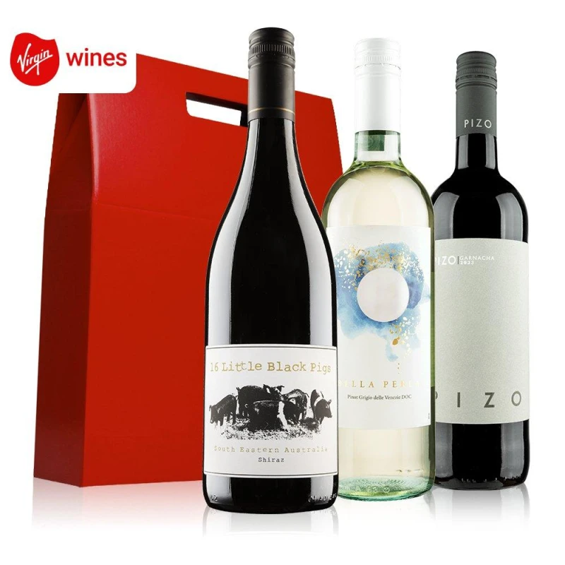 Image of Virgin Wines Mixed wine trio in Red Gift Box Multi unisex 3