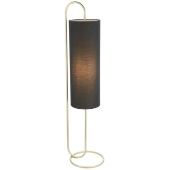Image of Merano Arenzano Floor Lamp Antique Brass Paint & Black Fabric