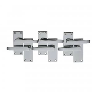 Image of Wickes New York Victorian Straight Latch Door Handle Set - Chrome 3 Pairs