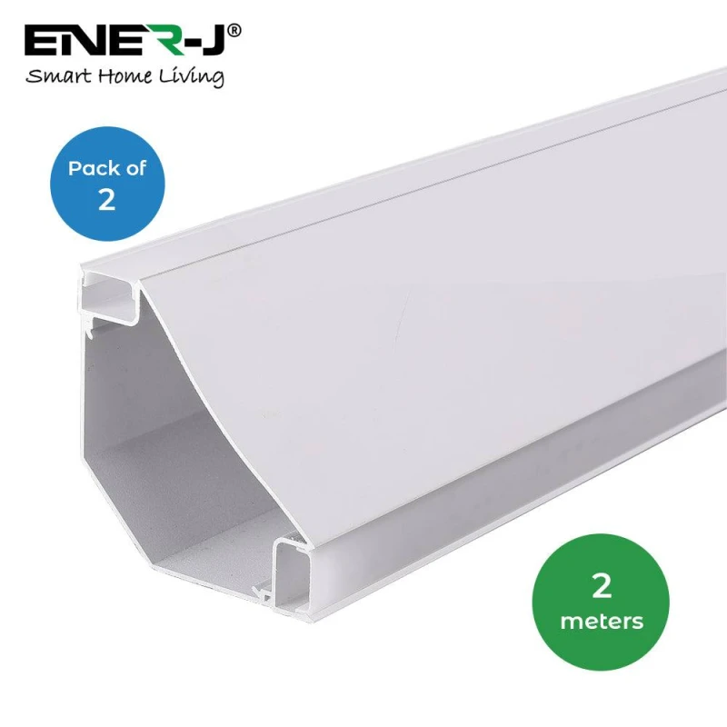 Image of ENER-J Pack of 2 Gypsum LED Cove Light 45 Degree Corner Aluminum Profile 2 Me in White White Unisex