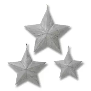 Image of Set of Three Grey Wooden Stars
