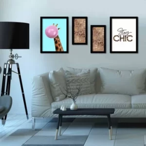 Image of 4P3040SCT018 Multicolor Decorative Framed MDF Painting (4 Pieces)