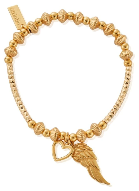 Image of ChloBo GBHNCD006711 Pattern Noodle Disc Heart And Angel Wing Jewellery