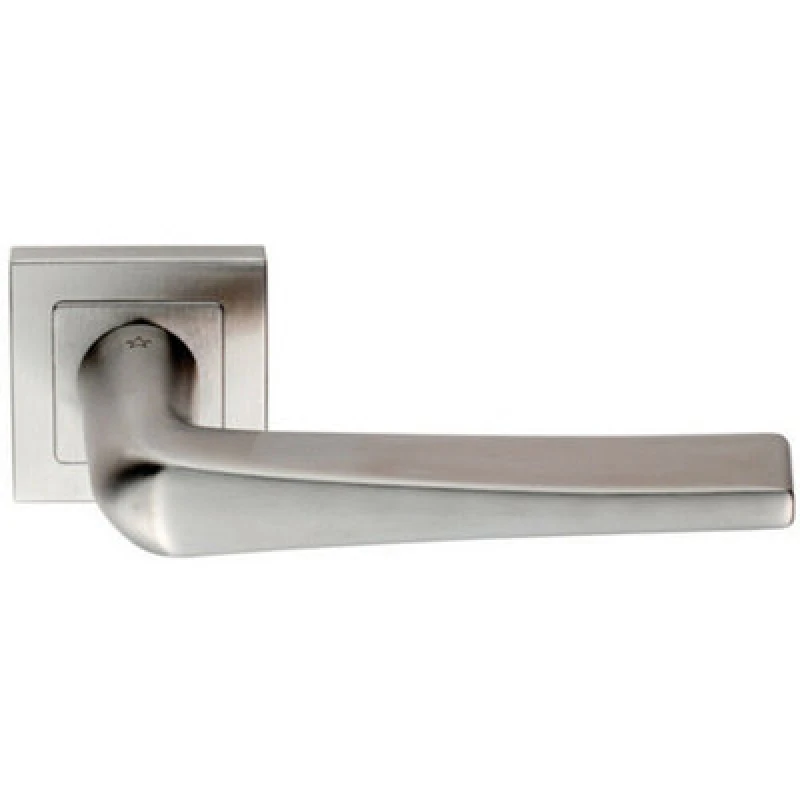 Image of Loops PAIR Square Cut Tapered Handle on Square Rose Concealed Fix Satin Steel Metallics
